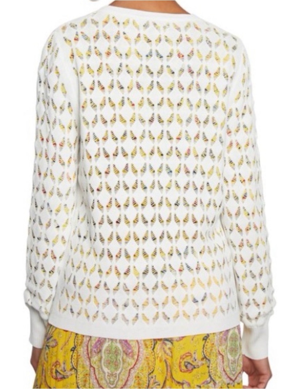 Desigual Medium White Open-Knit Long Sleeve Sweater